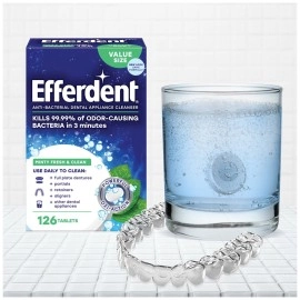 Efferdent Denture Cleaner Minty Fresh & Clean, Retainer Cleaning Tablets for Aligners, Dentures, and Dental Appliances, 44 Count