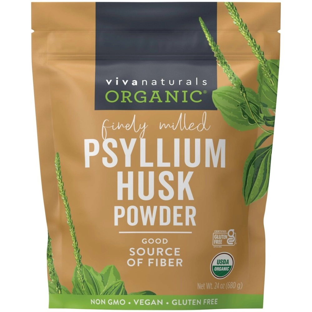 Viva Naturals Organic Psyllium Husk Powder (1.5 lbs) - Easy Mixing Fiber Supplement, Finely Ground & Non-GMO Powder for Promoting Regularity