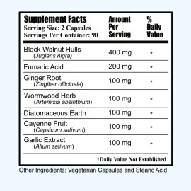 Daily Manufacturing Daily\'s Para-Min (Black Walnut Hull, Fumaric Acid, Ginger Root, Wormwood Herb, Diatomaceous Earth, Cayenne Fruit & Garlic Bulb, 180 Vegetarian Capsules)