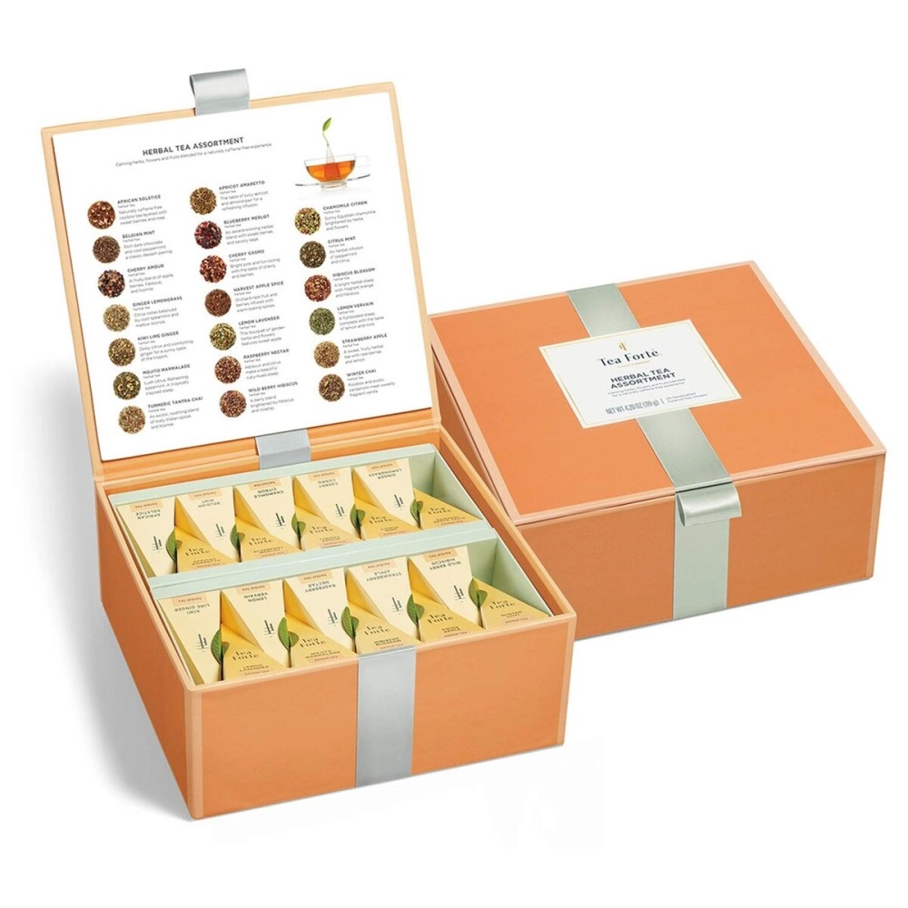 Tea Forte Chest Herbal Assortment with 40 Handcrafted Pyramid Infusers - Chamomile, Chai, Mint and more