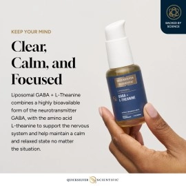 Quicksilver Scientific Liposomal GABA with L-Theanine - Emulsified Liquid GABA Supplement to Support Sleep, Focus + Stress Response (1.7oz/50ml)