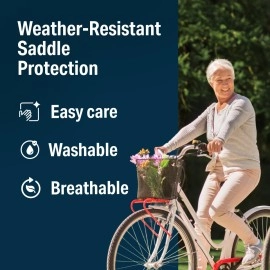 Bikeroo (Black) - Large Bike Seat Cushion - 28cm x 25cm Wide Gel Soft Pad Most Comfortable Exercise Bicycle Saddle Cover for Women and Men - Fits Cruiser and stationery Bikes, Indoor Cycling