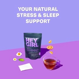 Hey Girl Tea Sleep for Bedtime - Calming Sleepytime Herbal w/Valerian Root, Chamomile, Passion Flower, Lemon Balm - Relaxing Natural Nighty Night Sleeping - Relaxation Self Care Gifts for Women
