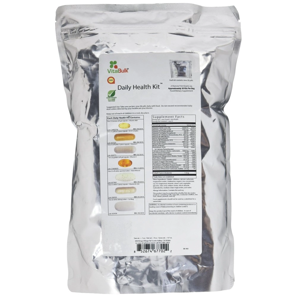 VitalBulk Vital Bulk Daily Health Kit Packet Multivitamin & Mineral Supplements 30 Count Bag