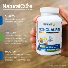 Natural Cure Labs Premium Monolaurin - 600mg, 100 Capsules