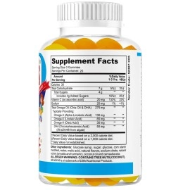 Bright Kids Gummy Vitamins for Kids Focus and Attention with Omega 3 6 9 EPA/DHA, 60 Gummies, Kids Chewable Multivitamins Gummies | Lemon & Orange Flavored | Kids Focus Supplement (Brain Formula)