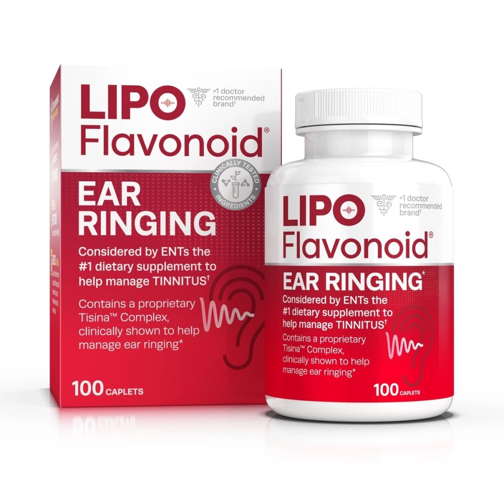 Lipo-Flavonoid Plus Ear Health Supplement | Most Effective Over the Counter Solution to Reduce Ear Ringing| 1 ENT Doctor Recommended for Tinnitus | 100 Caplets | Packaging May Vary