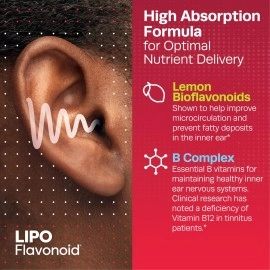 Lipo-Flavonoid Plus Ear Health Supplement | Most Effective Over the Counter Solution to Reduce Ear Ringing| 1 ENT Doctor Recommended for Tinnitus | 100 Caplets | Packaging May Vary