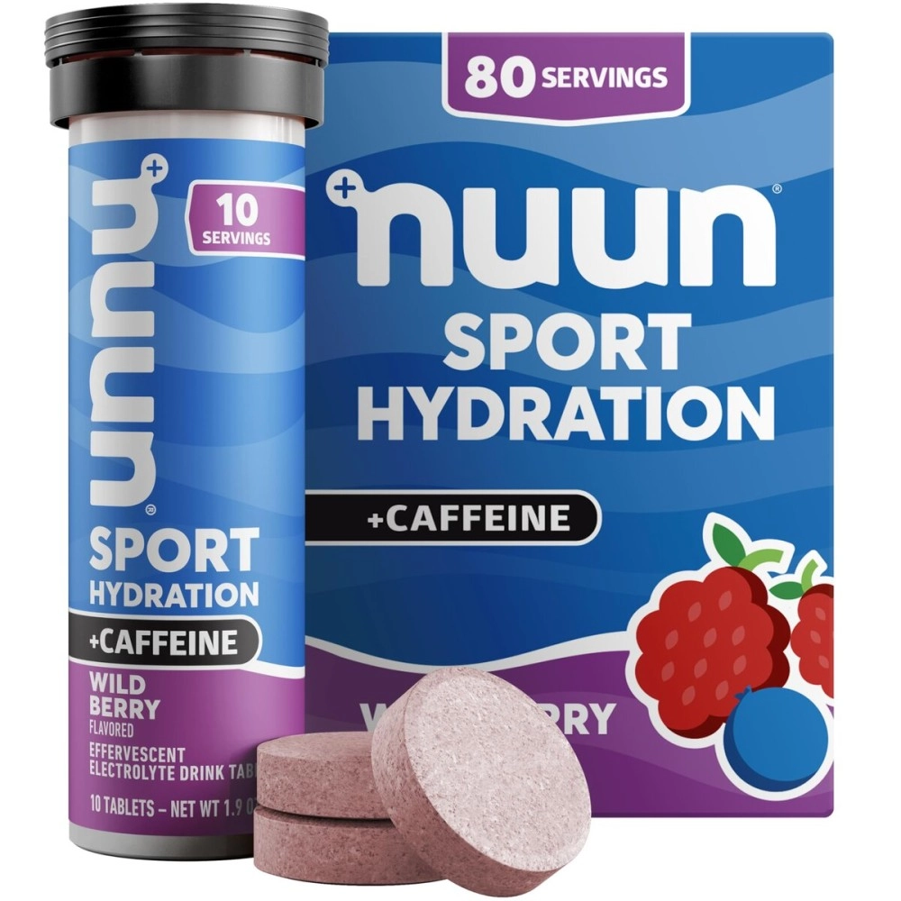 Nuun Hydration: Electrolyte + Caffeine Drink Tablets, Wild Berry, Box of 8 Tubes (80 servings), Performance Formula with A Kick