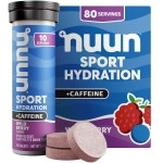 Nuun Hydration: Electrolyte + Caffeine Drink Tablets, Wild Berry, Box of 8 Tubes (80 servings), Performance Formula with A Kick
