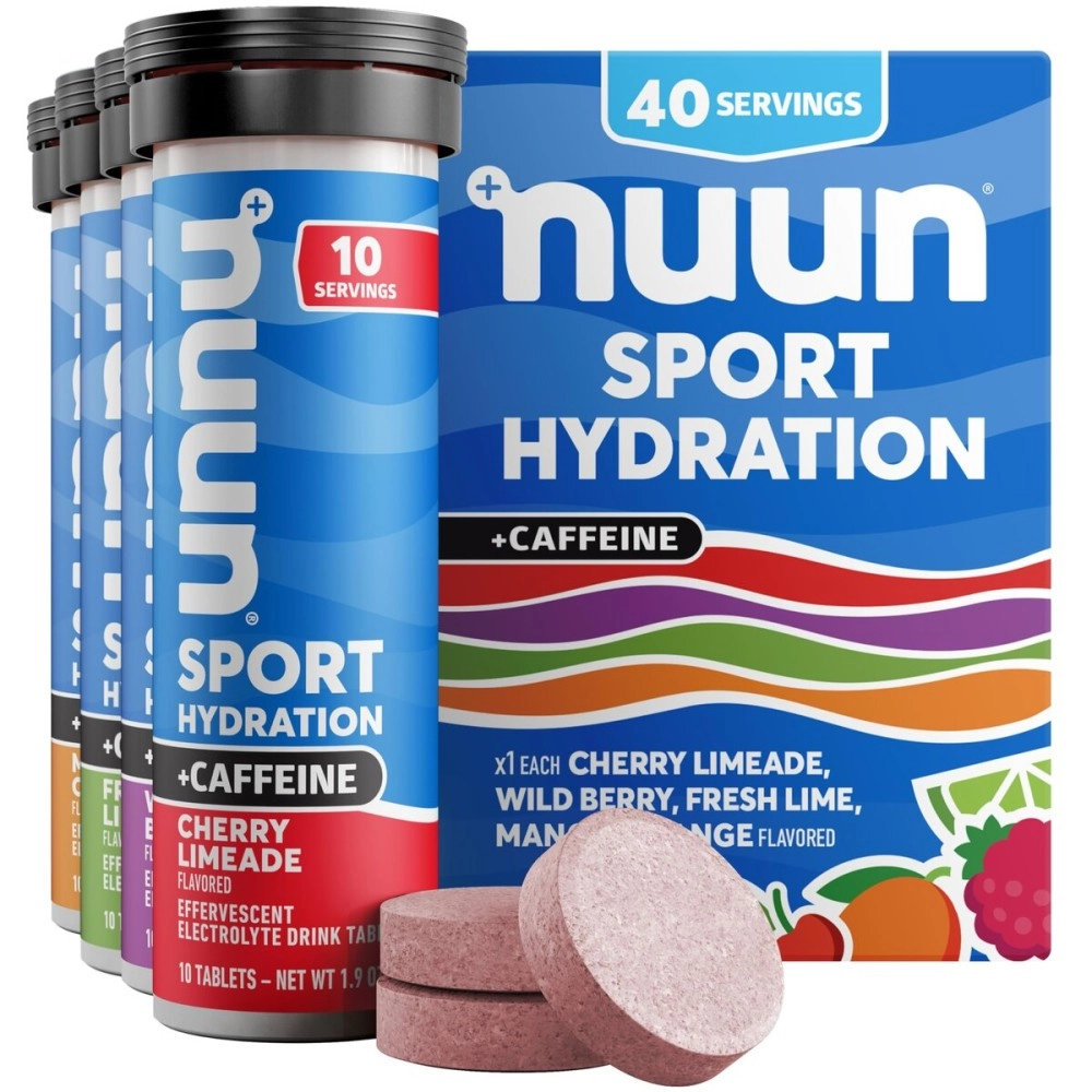 Nuun Sport + Caffeine: Electrolyte Drink Tablets, Mixed Flavor Box, 10 Count (Pack of 4)