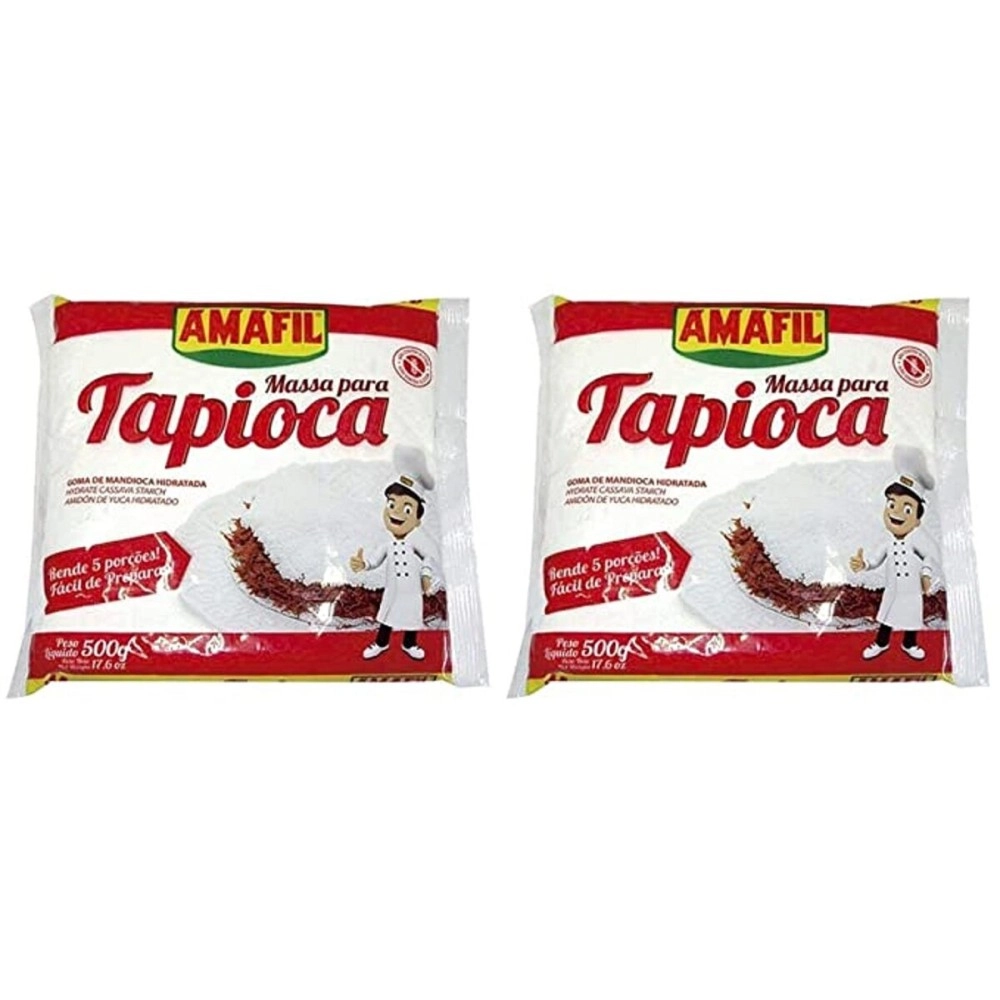 Amafil Flour 500g 17.6oz Massa Para Pack, Tapioca, 17.5 Ounce, (Pack of 2)