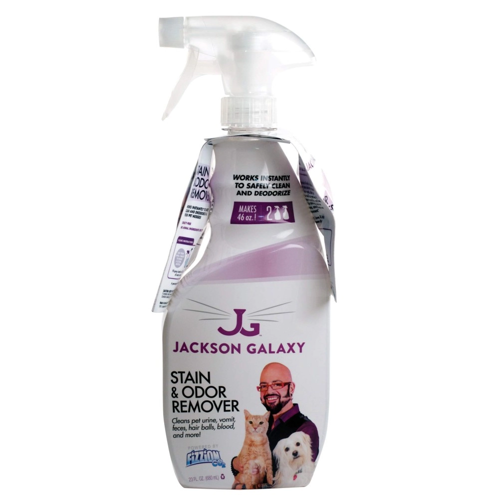 Jackson Galaxy Pet Stain and Odor Eliminator by Fizzion - Removes Pet Urine and Feces Safely With The Professional Cleaning power Of CO2 23oz Spray Bottle with 3 Refill Tablets