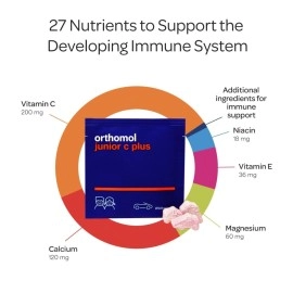 Orthomol Immun Junior C Plus, Kid\'s Multivitamin, Wildberry Flavor, 30-Day Supply