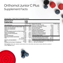 Orthomol Immun Junior C Plus, Kid\'s Multivitamin, Wildberry Flavor, 30-Day Supply