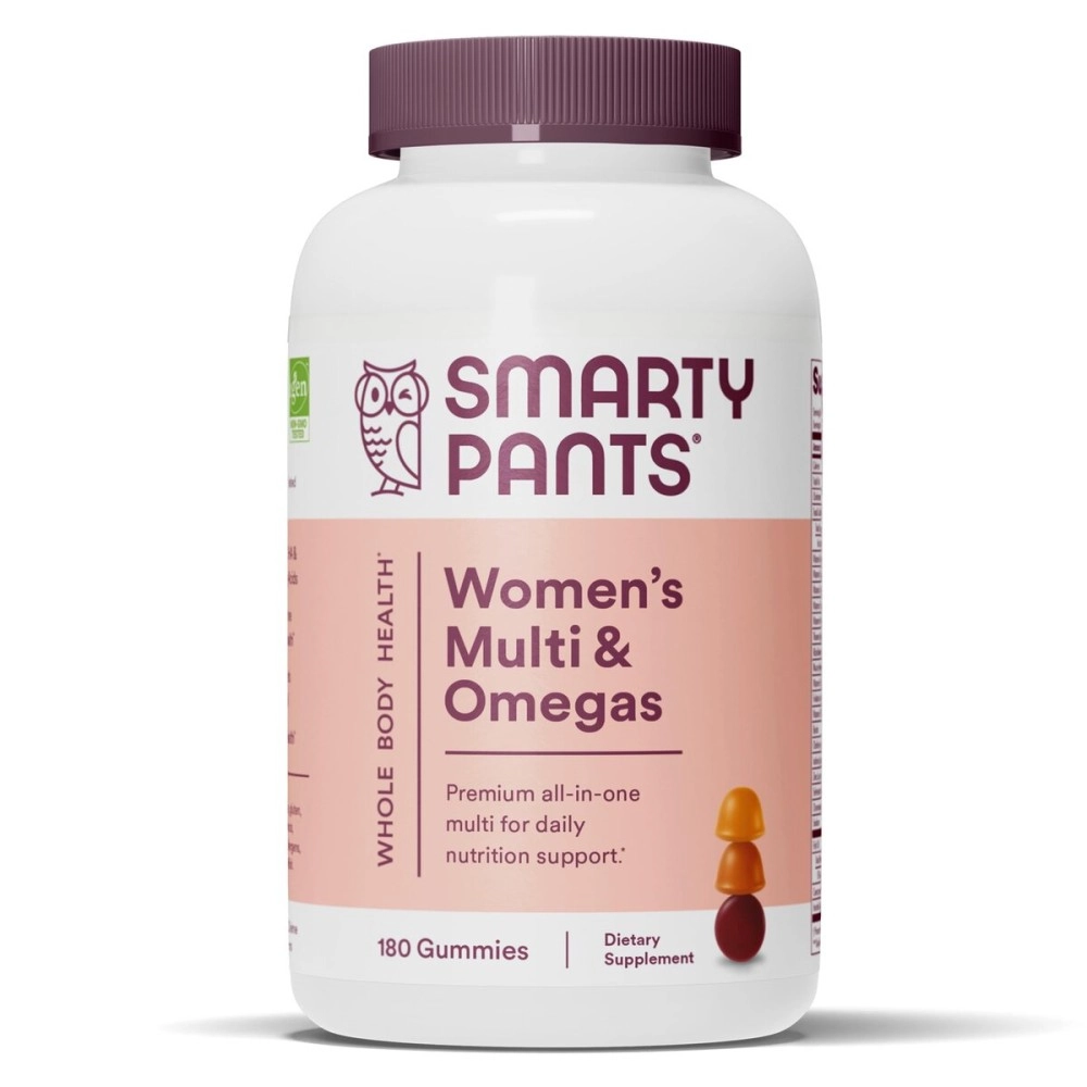 SmartyPants Women\'s Formula Gummy Vitamins: Gluten Free, Multivitamin, CoQ10, Folate (Methylfolate), Vitamin K2, Vitamin D3, Biotin, B12, Omega 3 DHA/EPA Fish Oil, 180 count (30 Day Supply)