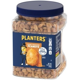 PLANTERS Honey Roasted Peanuts, Sweet and Salty Snacks, Plant-Based Protein 34.5oz (1 Jar)