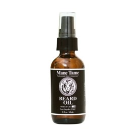MANE TAME Beard Oil - Made with Certified Organic Hemp Oil - No Fuss Pump 2oz Bottle - Softens Your Beard and Stops Itching - Great Beard Oil and Conditioner For Men