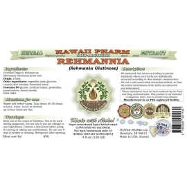Hawaii Pharm Rehmannia Alcohol-Free Liquid Extract, Organic Rehmannia (Rehmania Glutinosa) Dried Root Glycerite Natural Herbal Supplement, , USA 2 fl.oz
