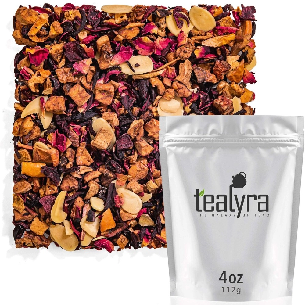 Tealyra - Sweet n Sour Cherry - Hibiscus - Beetroot - Pomegranate - Almond - Fruity Herbal Loose Leaf Tea - Caffeine Free - Hot or Iced - 112g (4-ounce)