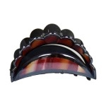 Motique Accessories Scalloped Jaw Clip Moon Shape with Stripes (Red)
