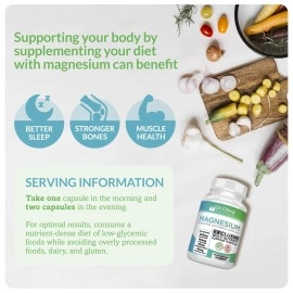 Dr. Olivia Naturals Magnesium Glycinate Complex w/L-Theanine Passionflower & Valerian Root - 90 Capsules