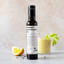 Erbology Organic Milk Thistle Oil 250ml - Cold-Pressed - High in Vitamin E (420% RI) - Detoxifying - Straight from Farm - GMO-Free - No Additives or Preservatives - Recyclable Glass Bottle