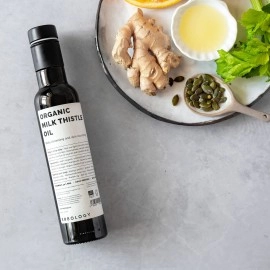 Erbology Organic Milk Thistle Oil 250ml - Cold-Pressed - High in Vitamin E (420% RI) - Detoxifying - Straight from Farm - GMO-Free - No Additives or Preservatives - Recyclable Glass Bottle