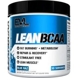 Evlution Nutrition Lean BCAA, BCAAs, CLA and L-Carnitine, Recover and Burn Fat,30 Serving (Blue Raz)