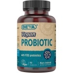 Deva Vegan Probiotic with FOS Prebiotics Supplement - 2 Billion CFU with 100 MG of Prebiotics Per Serving for Men & Women - Non-Dairy Gluten Free - Naturally Shelf Stable - 90 Capsules