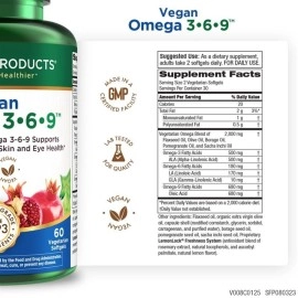 Purity Products Omega 3-6-9 Vegan and Vegetarian Omega Formula - 5 in 1 Essential Fatty Acid Complex - Scientifically Formulated Plant-Based Omega 3 6 9 Essential Fatty Acids (EFA) - from (60)