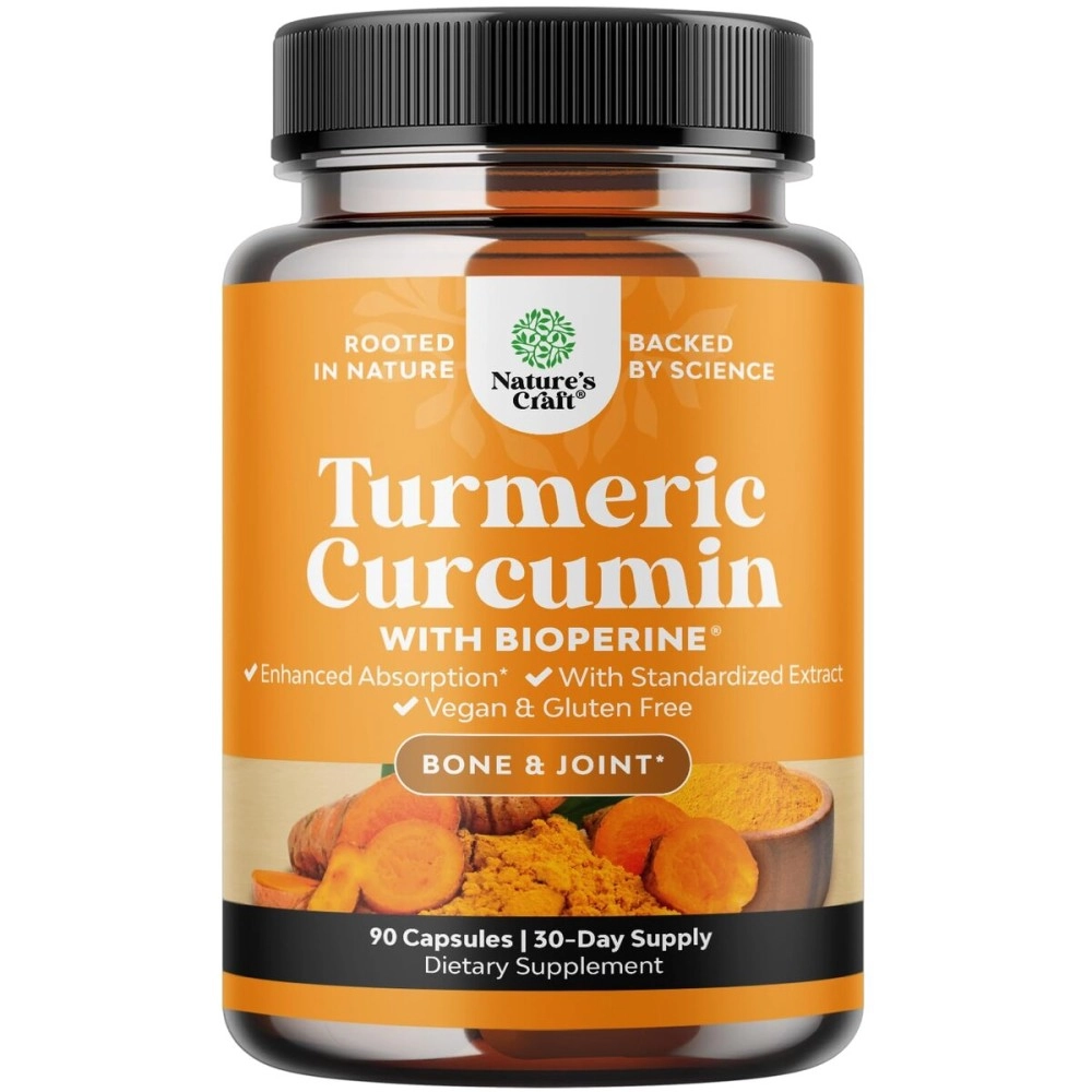 Turmeric Curcumin with Bioperine Antioxidant Supplement - Turmeric Capsules with Curcumin Supplements for Anti Aging Brain Booster and Joint Support - Turmeric with Black Pepper Brain Supplement