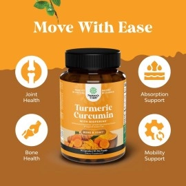 Turmeric Curcumin with Bioperine Antioxidant Supplement - Turmeric Capsules with Curcumin Supplements for Anti Aging Brain Booster and Joint Support - Turmeric with Black Pepper Brain Supplement