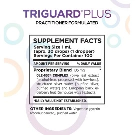 Oxygen Nutrition Triguard Plus Structured Colloidal Silver Immune Support | Olive Leaf Extract Silver Solution Intraoral and Topical Spray - 100 mL