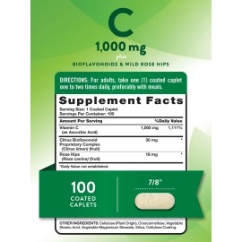Nature\'s Truth Vitamin C with Bioflavonoids & Rose Hips, Tablets, 1,000 mg, 100 Count
