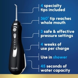 Waterpik Cordless Advanced Water Flosser, Brilliant Black [US version]