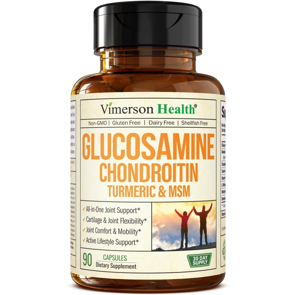 Glucosamine with Chondroitin Turmeric MSM Boswellia. Supports Occasional Joint Pain Relief. Helps Inflammatory Response, Antioxidant Properties. Supplement for Back, Knees, Hands. 90 Capsules