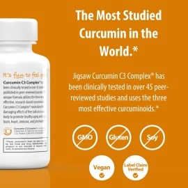 Jigsaw Health Curcumin C3 Complex | Curcumin Capsules Antioxidant Support | 60 Capsules | 60 Servings