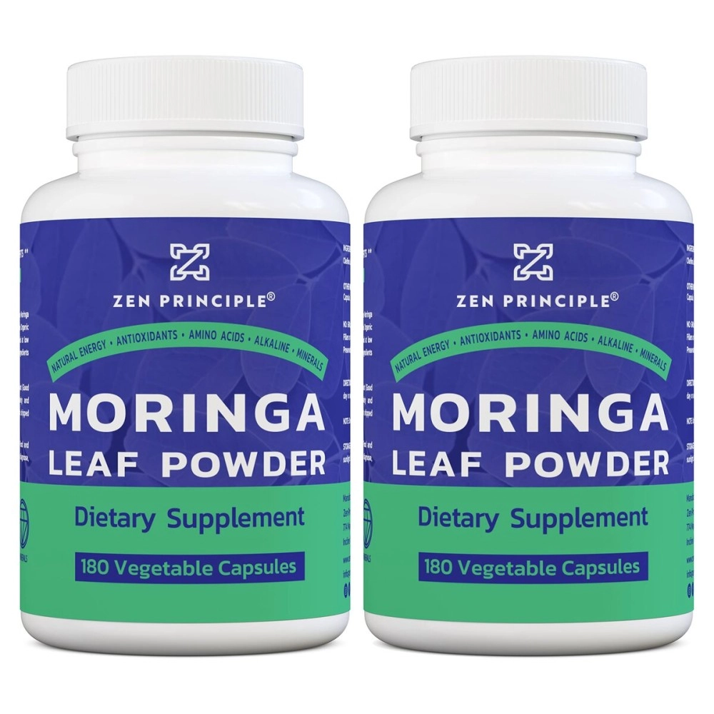Zen Principle 2 Pack (360 Capsules) Organic Moringa Oleifera, Ultra-Premium. Provides an All Natural Energy Boost and Multi-Vitamin. A Raw Superfood, Vegan, No GMO and Gluten Free