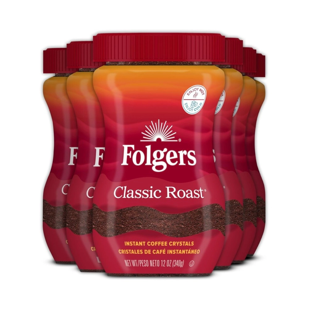 Folgers Classic Roast Instant Coffee, 12 Ounces (Pack of 6)