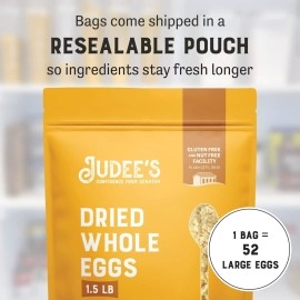 Judee\'s Gluten Free Dried Whole Egg Powder 1.5 lbs - Baking Supplies - Delicious and 100% Gluten-Free - Great for Breakfast, Baking, and Camping Meals - Simplifies Outdoor Cooking Preparation