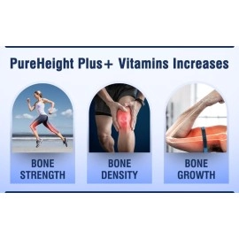 Pure BioTechnologies PureHeight Plus Height Enhancement Vitamins - Helps You Grow Taller - Increases Bone Strength, Builds Bone Density, Stimulates Bone Growth - One-A-Day (30 Capsules)