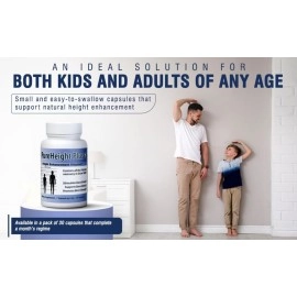 Pure BioTechnologies PureHeight Plus Height Enhancement Vitamins - Helps You Grow Taller - Increases Bone Strength, Builds Bone Density, Stimulates Bone Growth - One-A-Day (30 Capsules)