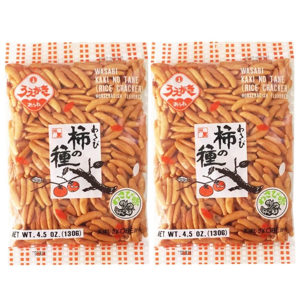 Kaki No Tane Uegaki Japanese Traditional Rice Crackers : Nori Arare/ 2packs ( Wasabi)