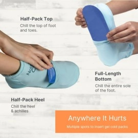 NatraCure Replacement Gel Packs for Cold Therapy Socks - 4-Piece Set (2 Full-Length, 2 Half-Size) - Blue, Reusable, Extra Ice Packs for Injuries, Pain Relief