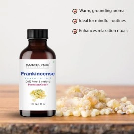 Majestic Pure Frankincense Essential Oil, Premium Grade, Pure and Natural, for Aromatherapy, Massage, Topical & Household Uses, 1 fl oz