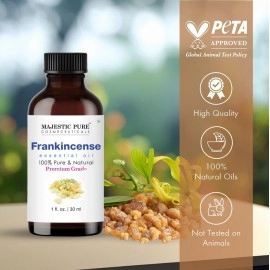 Majestic Pure Frankincense Essential Oil, Premium Grade, Pure and Natural, for Aromatherapy, Massage, Topical & Household Uses, 1 fl oz