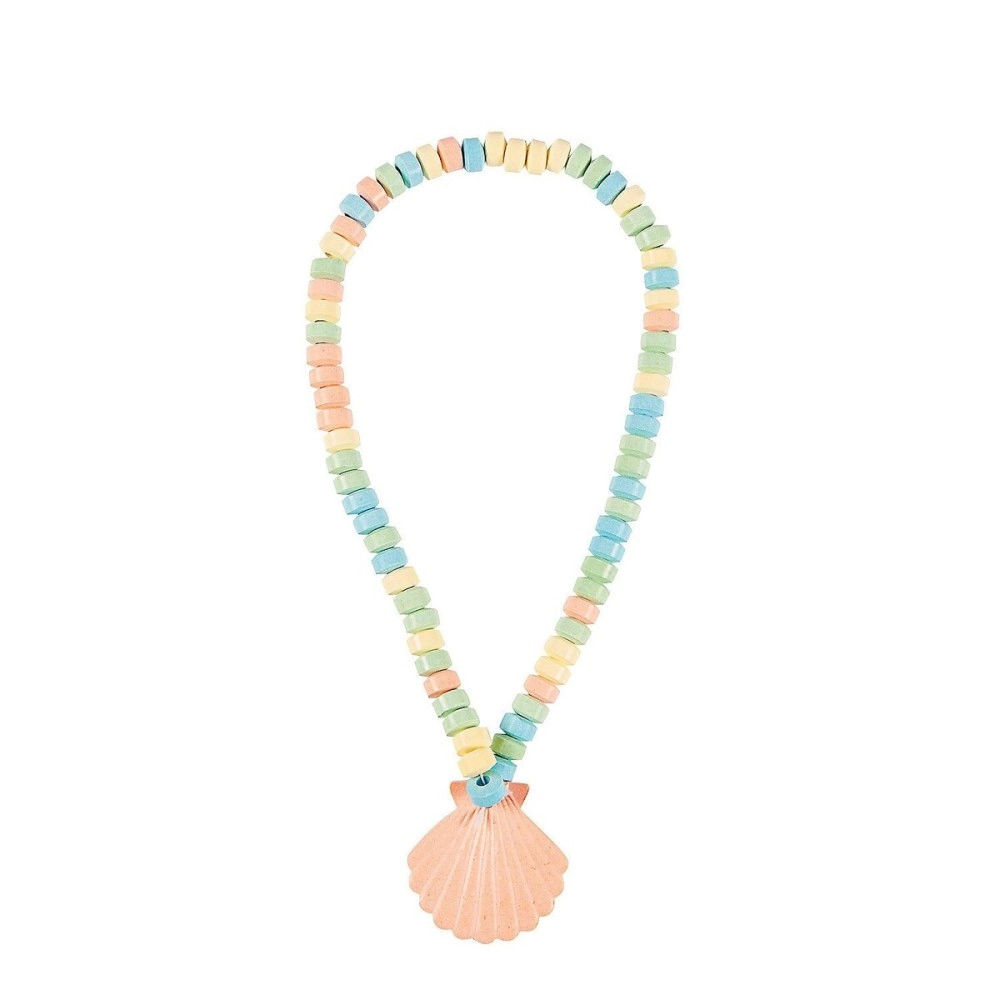 Fun Express Sea Shell Candy Necklaces, 12 Pack - Mermaid Candy, Luau, Under the Sea, Ocean and Birthday Party Favors