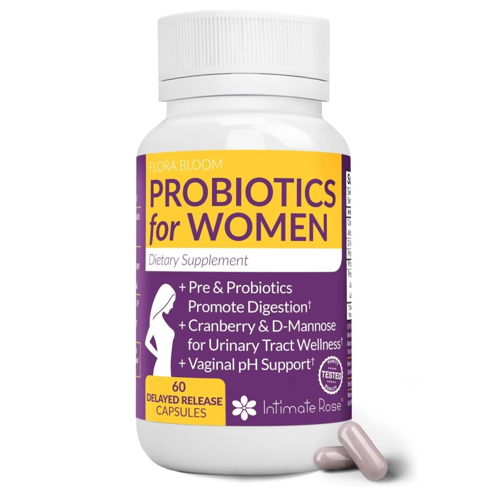 Intimate Rose Probiotics for Women - Flora Bloom Probiotic Supplement for Women - Healthy Vaginal Odor Probiotic - Formula for pH Balance, UTI, BV & GBS Relief - 30 Day Supply (60 Capsules)