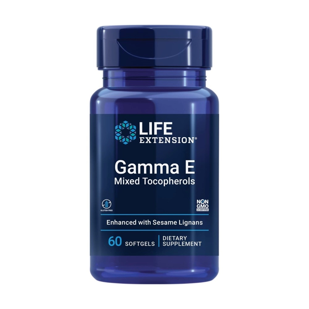 Life Extension Gamma E Mixed Tocopherols - Complete D-Alpha Vitamin E Supplement Pills for Heart Health and Skin Care - Gluten-Free, Non-GMO - 60 Softgels